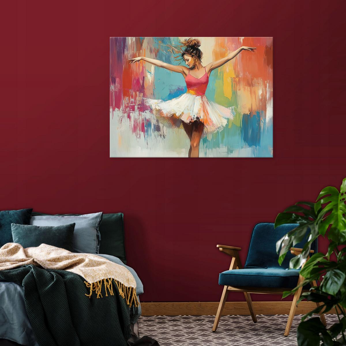 LEINWANDBILD Abstrakt Ballerina Frau Bunt 120x80 - Multicolor, Holzwerkstoff (120/80cm) - Wallarena