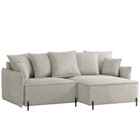 ECKSOFA MARCO Rechts, mit Schlaffunktion und Bettkasten, Creme - Creme, Textil/Metall (221/148cm) - Idohome