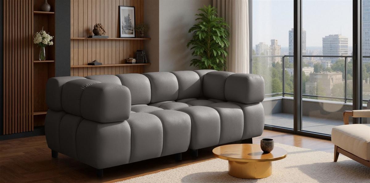 SOFA 2-sitzer Flow - Dunkelgrau, Holzwerkstoff/Textil (192/71/96cm) - Fun Möbel