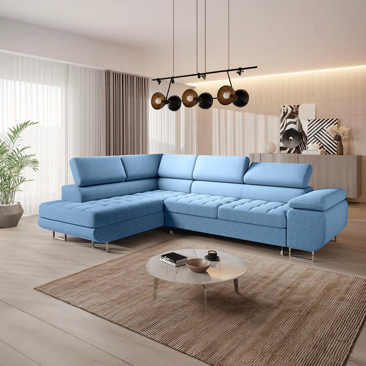 ECKSOFA Eden 4 Sitzplätze Blau - Blau, Holzwerkstoff (271/201cm) - Petits-meubles