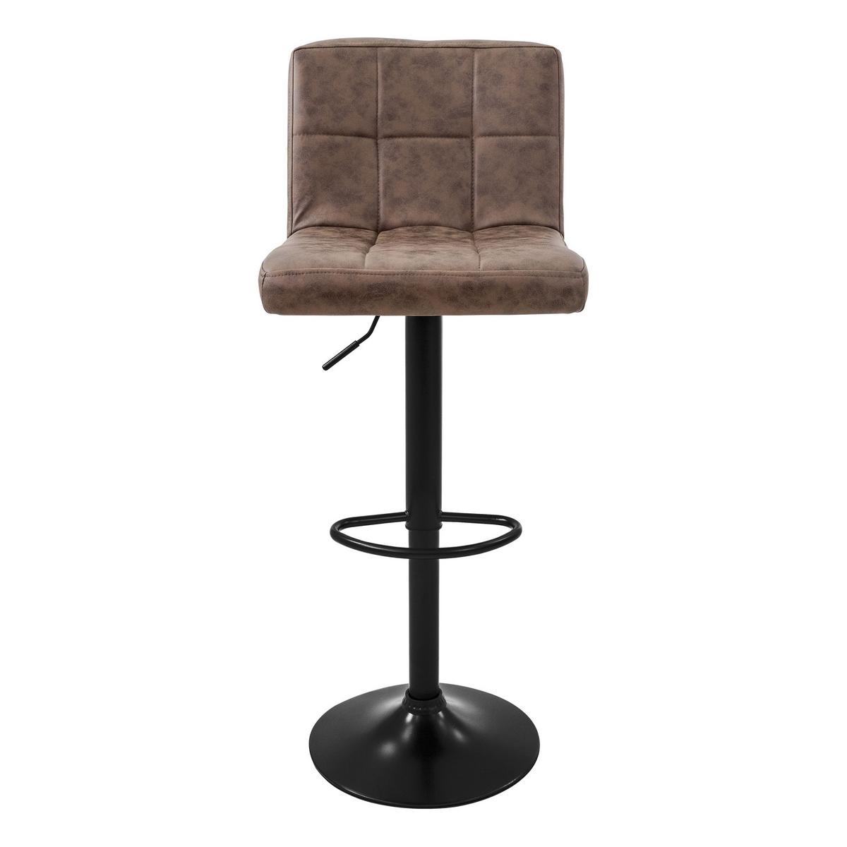 BARHOCKER 2er Set Braun aus Kunstleder höhenverstellbar/drehbar - Schwarz/Braun, Metall (45/112/50cm) - ML-DESIGN