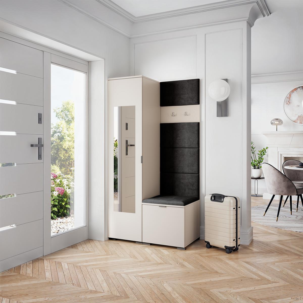 GARDEROBENSCHRANK VIRA 95/181/51 cm Modern Kaschmir - Kaschmir/Schwarz, Holzwerkstoff (95/181/51cm) - MASSENO