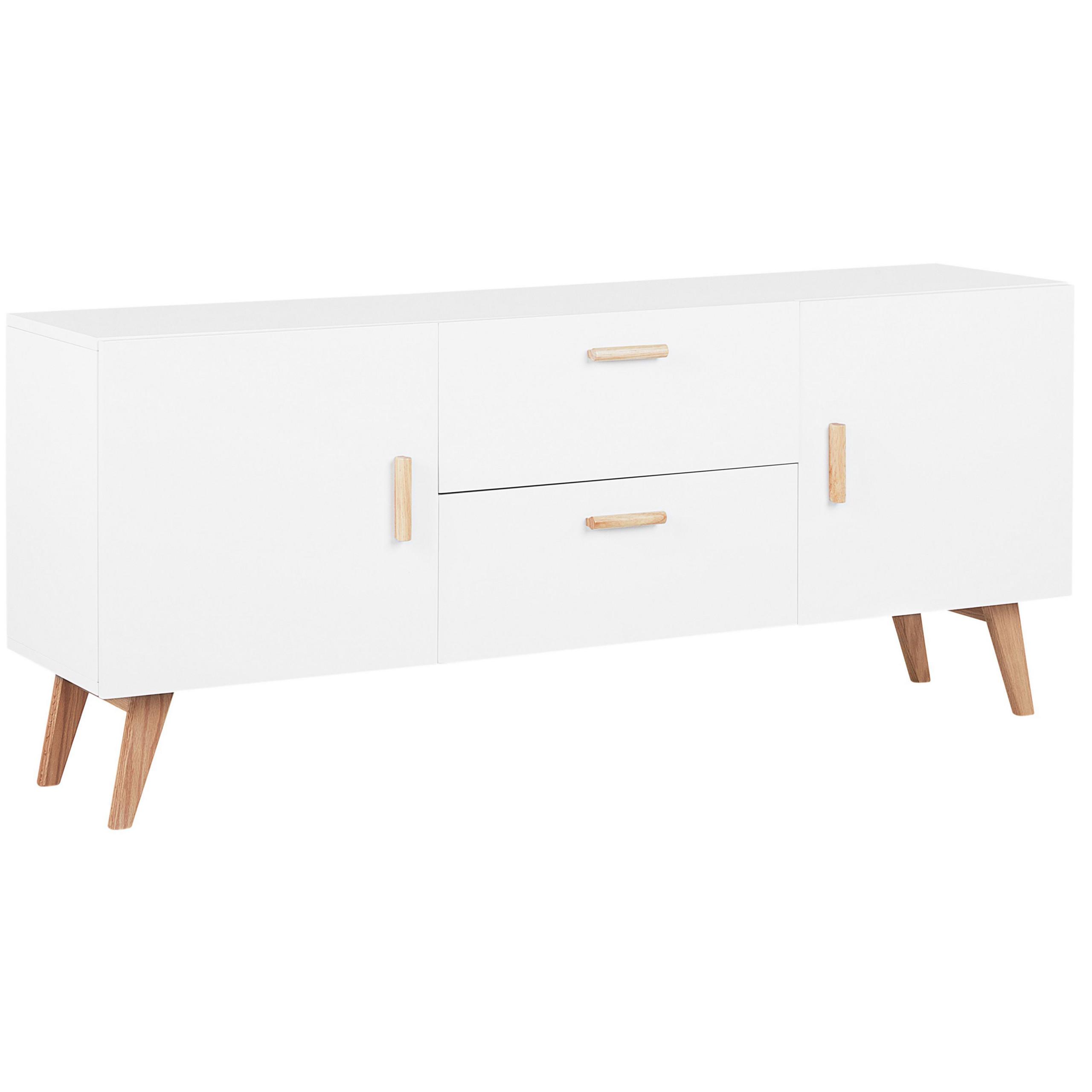 SIDEBOARD mit 2 Türen Weiß Meet - Weiß, Holzwerkstoff (160/70/42cm) - Beliani