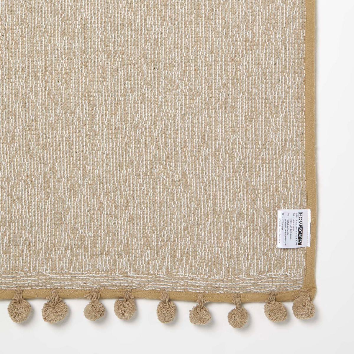 BADEMATTE Pompons 50/80 cm, Baumwolle - Beige, Textil (50/80cm) - Homescapes