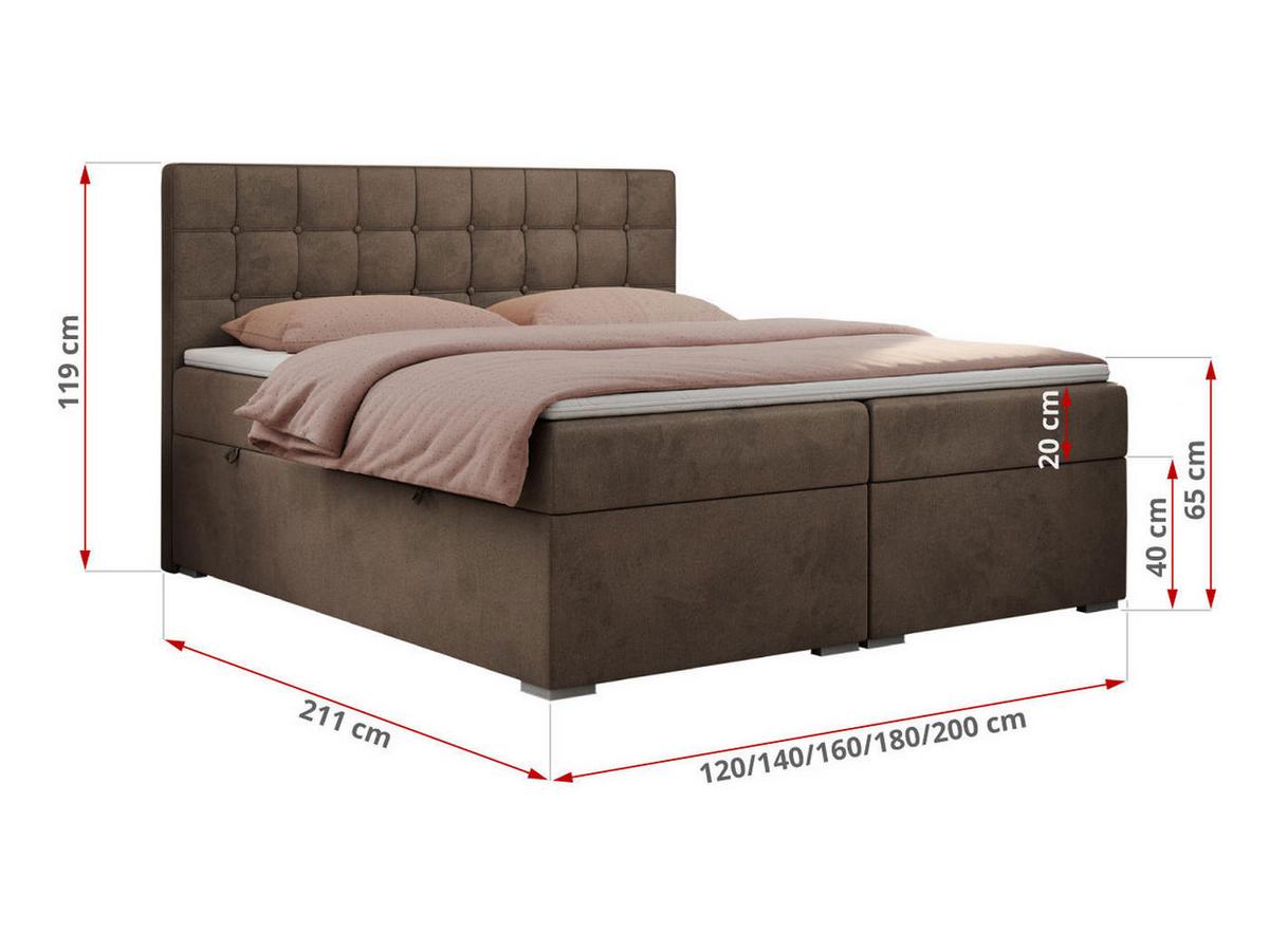 BOXBETT CARMEN 200/200 Braun Velvet - H4 - Braun, Holz/Textil (200/200cm) - MKS