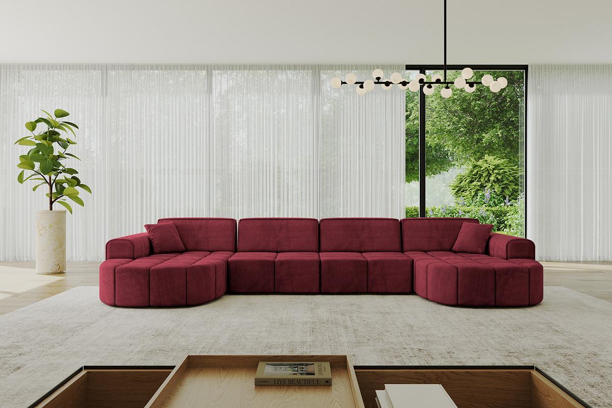 WOHNLANDSCHAFT LIVO-U2 - 400x173x79,5 cm Bordeauxrot - Bordeaux, Holzwerkstoff/Textil (400/79/173cm) - ALTDECOR