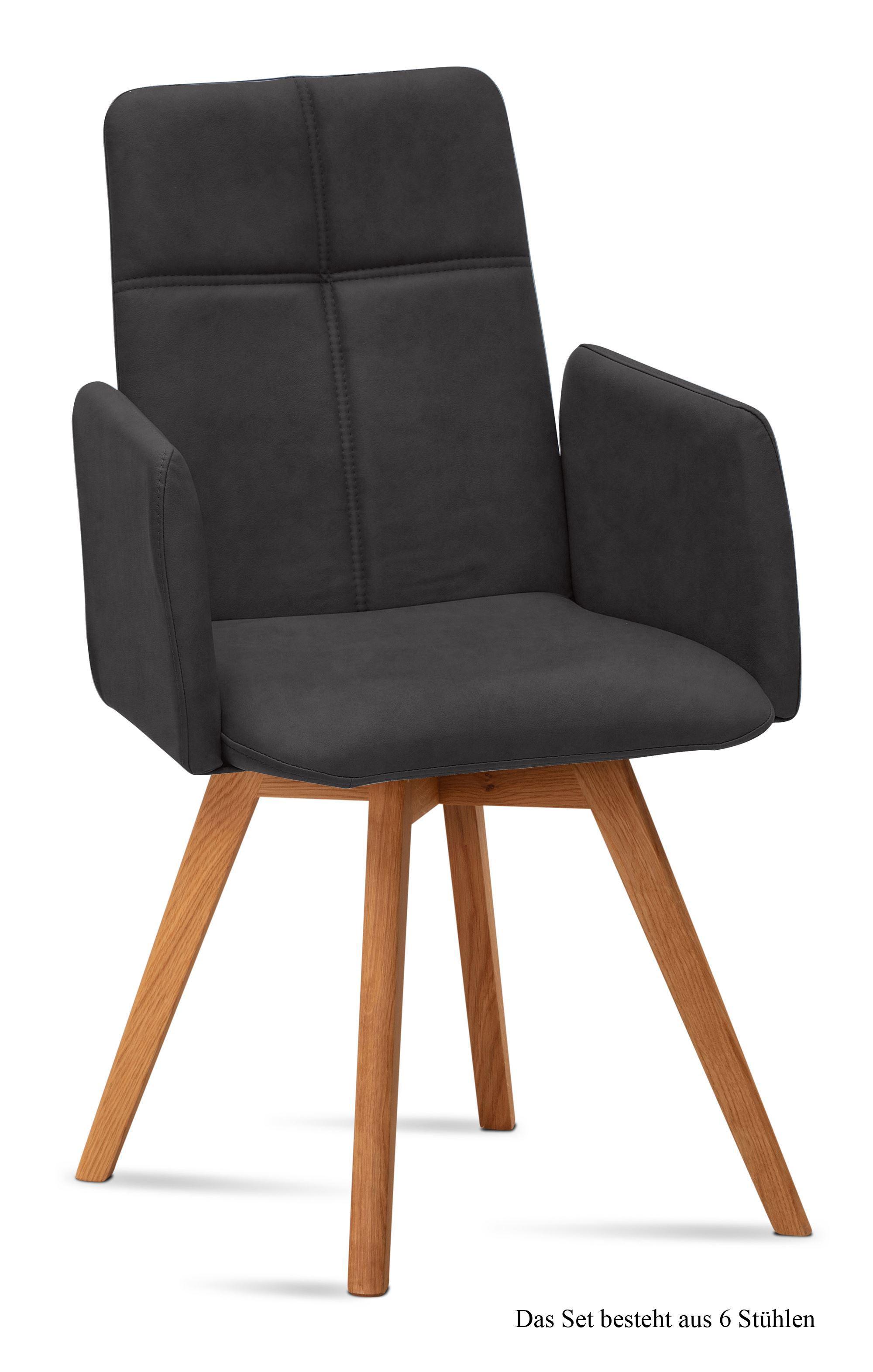 ARMLEHNSTUHL (6er-Set) Dinah 52x92x60 Eiche geölt/Anthrazit - Eichefarben/Anthrazit, Kunststoff (60/92/52cm) - 58aufmkessel