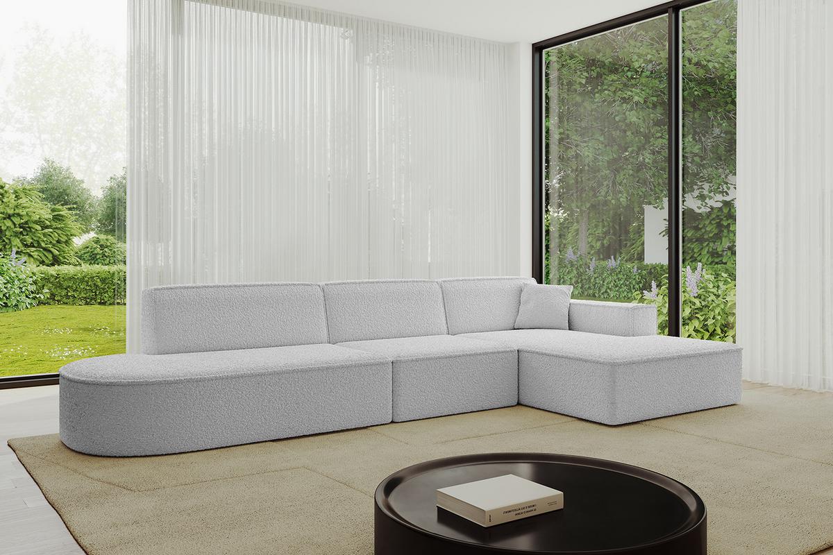 ECKSOFA Ottomane Rechts IREA-L2-v4 - 327x165x77 cm Hellgrau - Hellgrau, Holzwerkstoff/Textil (327/165cm) - ALTDECOR