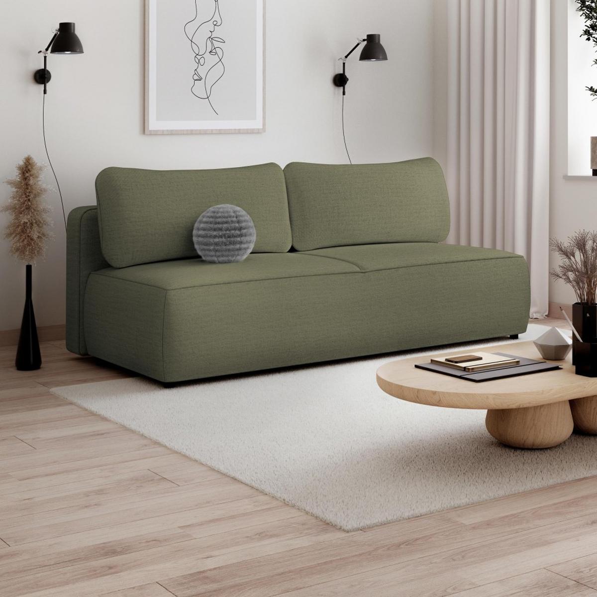 SCHLAFSOFA Darling 2-Sitzer, mit Bettkasten, Dunkelgrün - Dunkelgrün, Textil (210/92/100cm) - Beautysofa