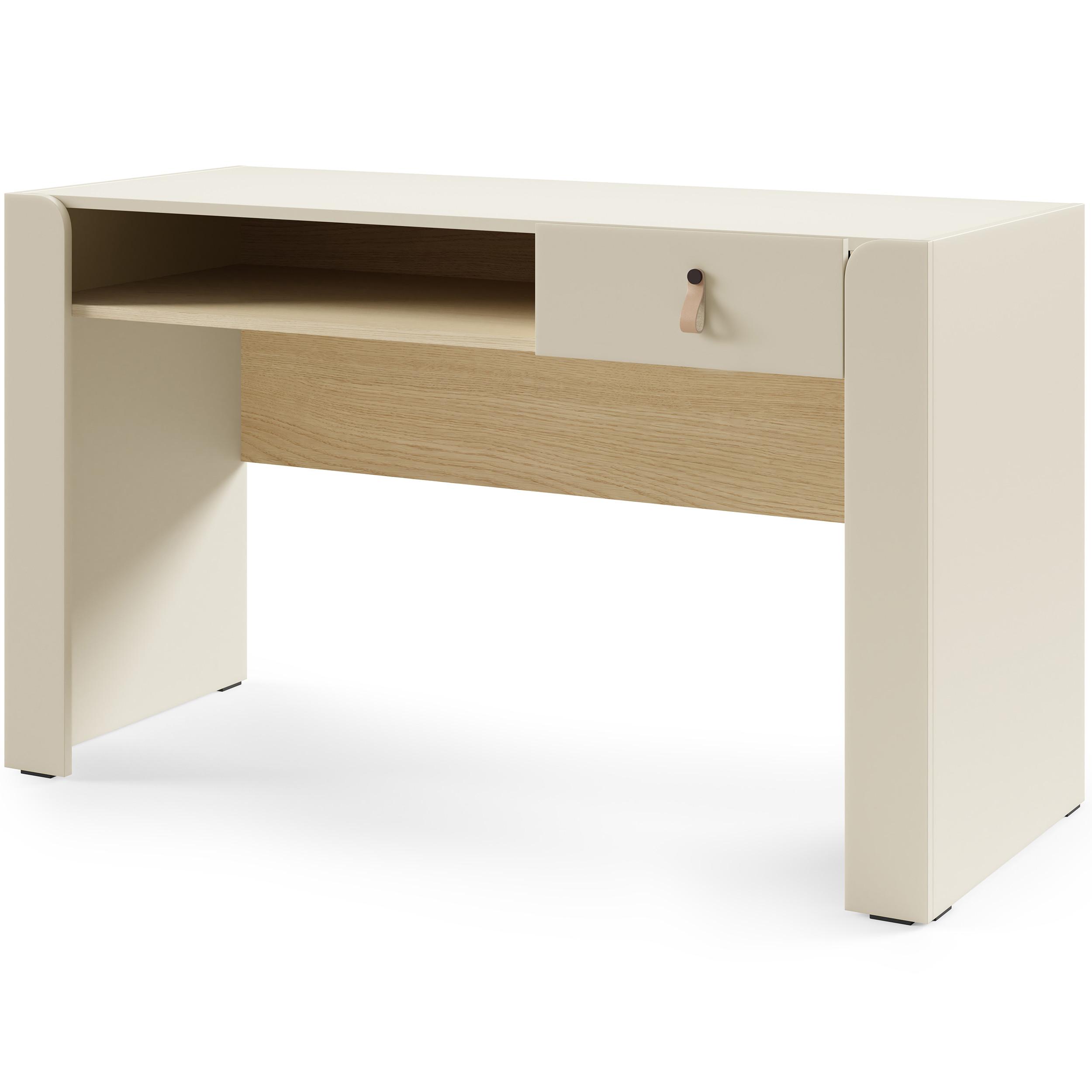 SCHREIBTISCH Sorella mit Schublade und offenem Regal, für Jugendzimmer, Macadamia + Eiche Mavelie - Eichefarben/Beige, Leder/Holzwerkstoff (52/120/76cm) - Beautysofa