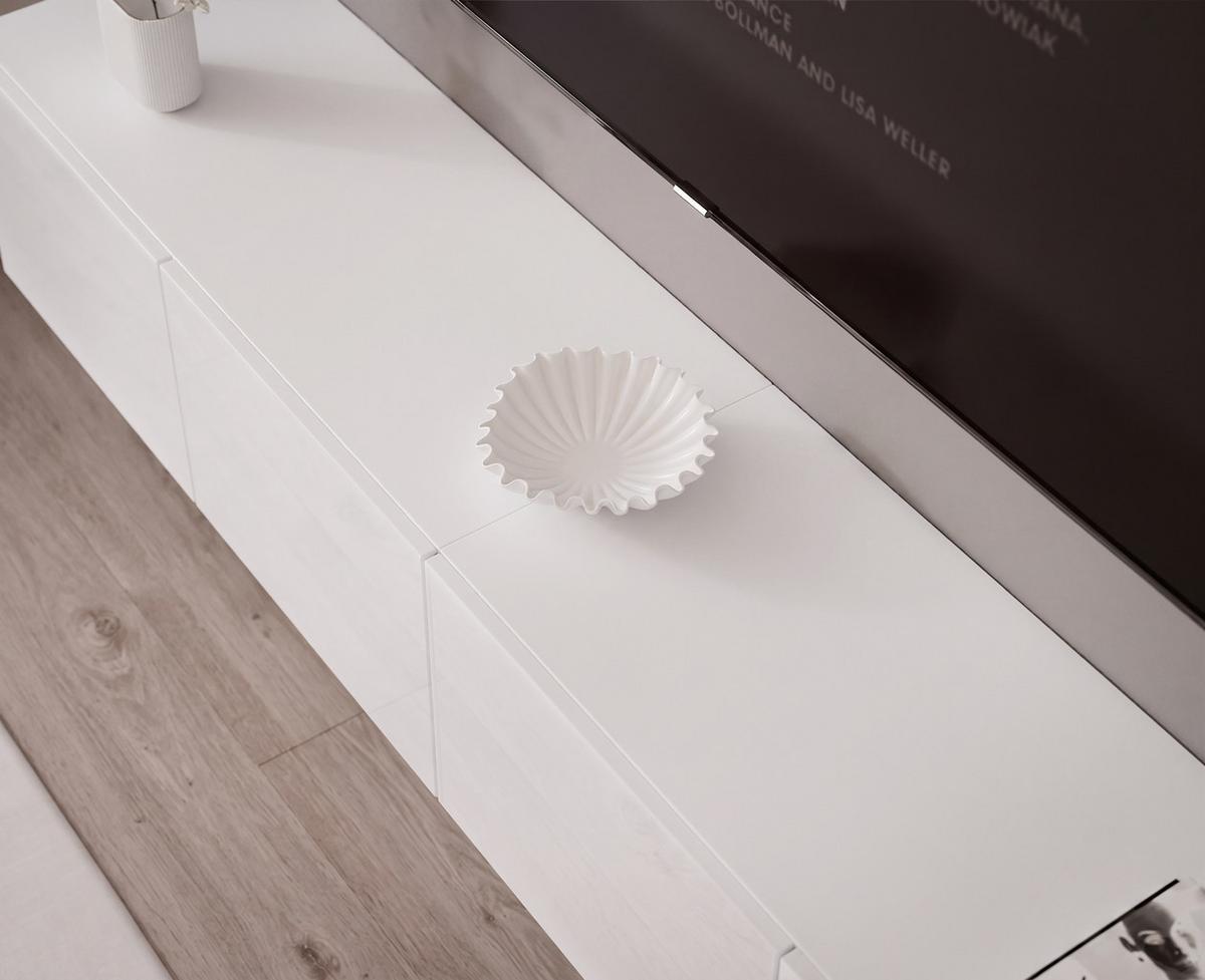 WOHNWAND ANGEL LINE I 2-teilig, mit LED-Beleuchtung, Weiß Hochglanz - Weiß Hochglanz, Holzwerkstoff (240/180/40cm) - Idohome