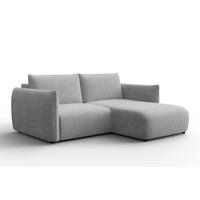 ECKSOFA TAUER 3-Sitzer RECHTS, Bouclé-Stoff hellgrau - Schwarz/Grau, Holz/Textil (206/173cm) - Courtois Laville