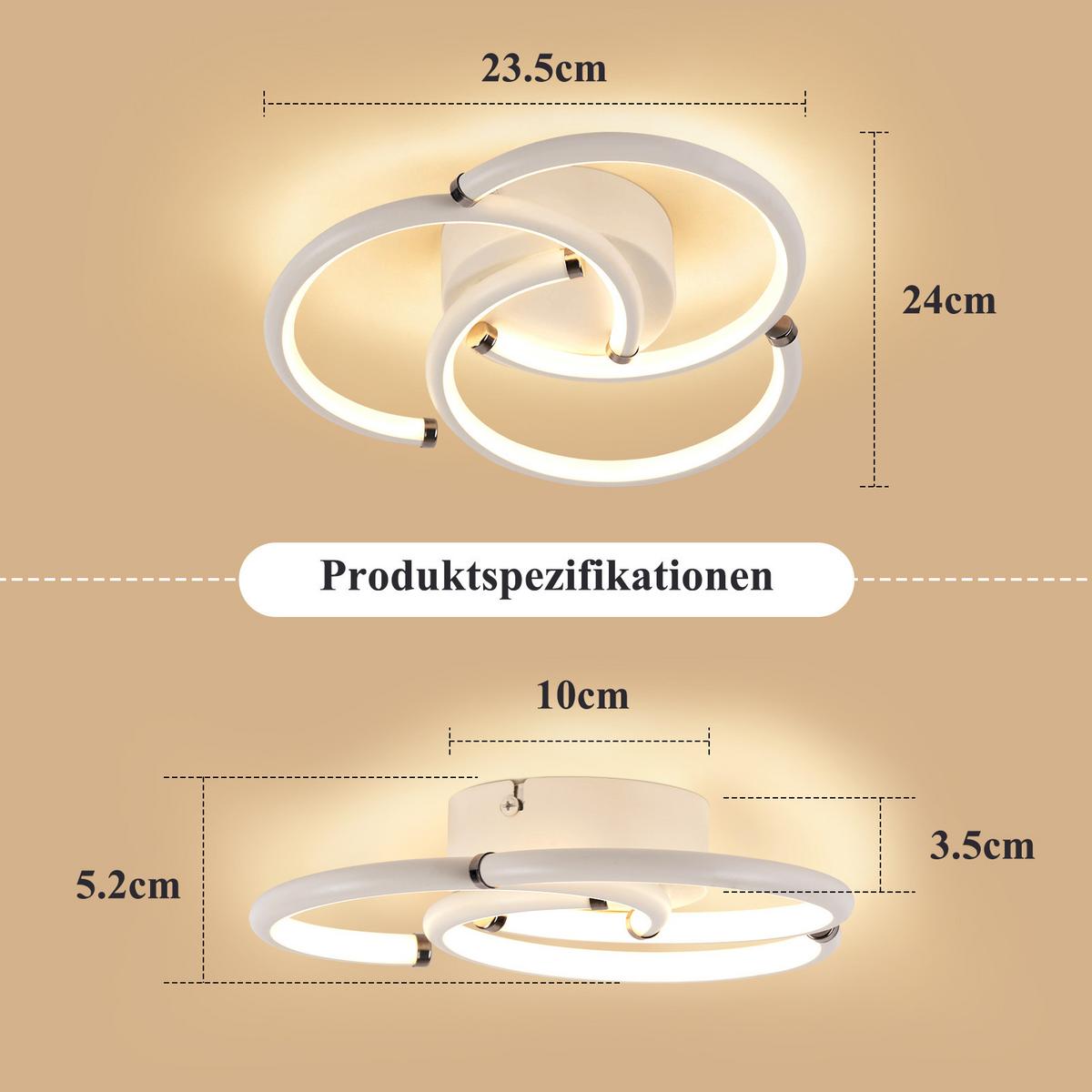 LED DECKENLEUCHTE Yvith 24/23.5/5.2 cm - Weiß, Kunststoff/Metall (24/23.5/5.2cm) - ZMH