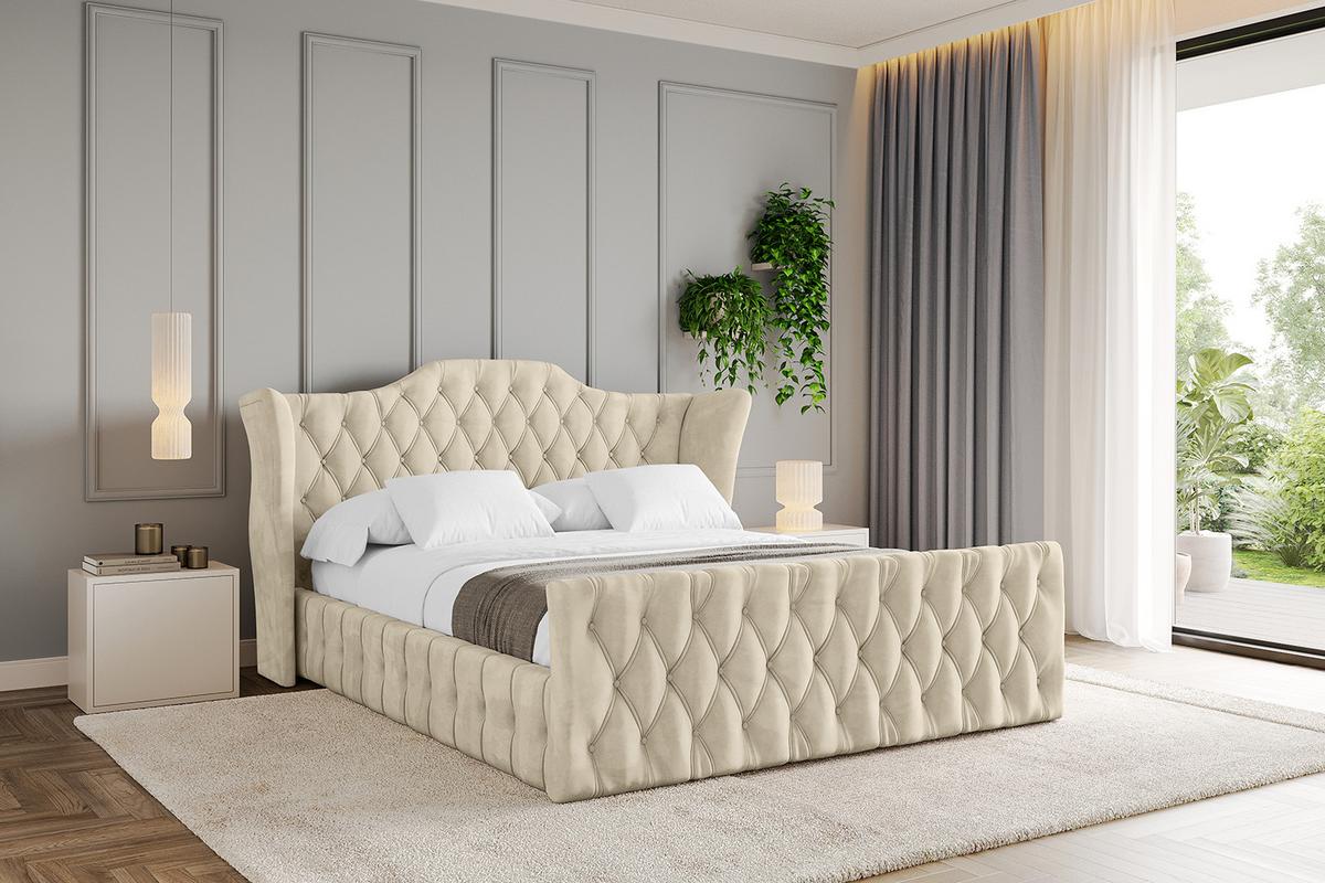 POLSTERBETT mit Bettkasten, Fußteil und Lattenrost, Boxbett ohne Matratze - MODY-Z 120x200 Beige - Ecru, Holzwerkstoff/Textil (120/200cm) - ALTDECOR
