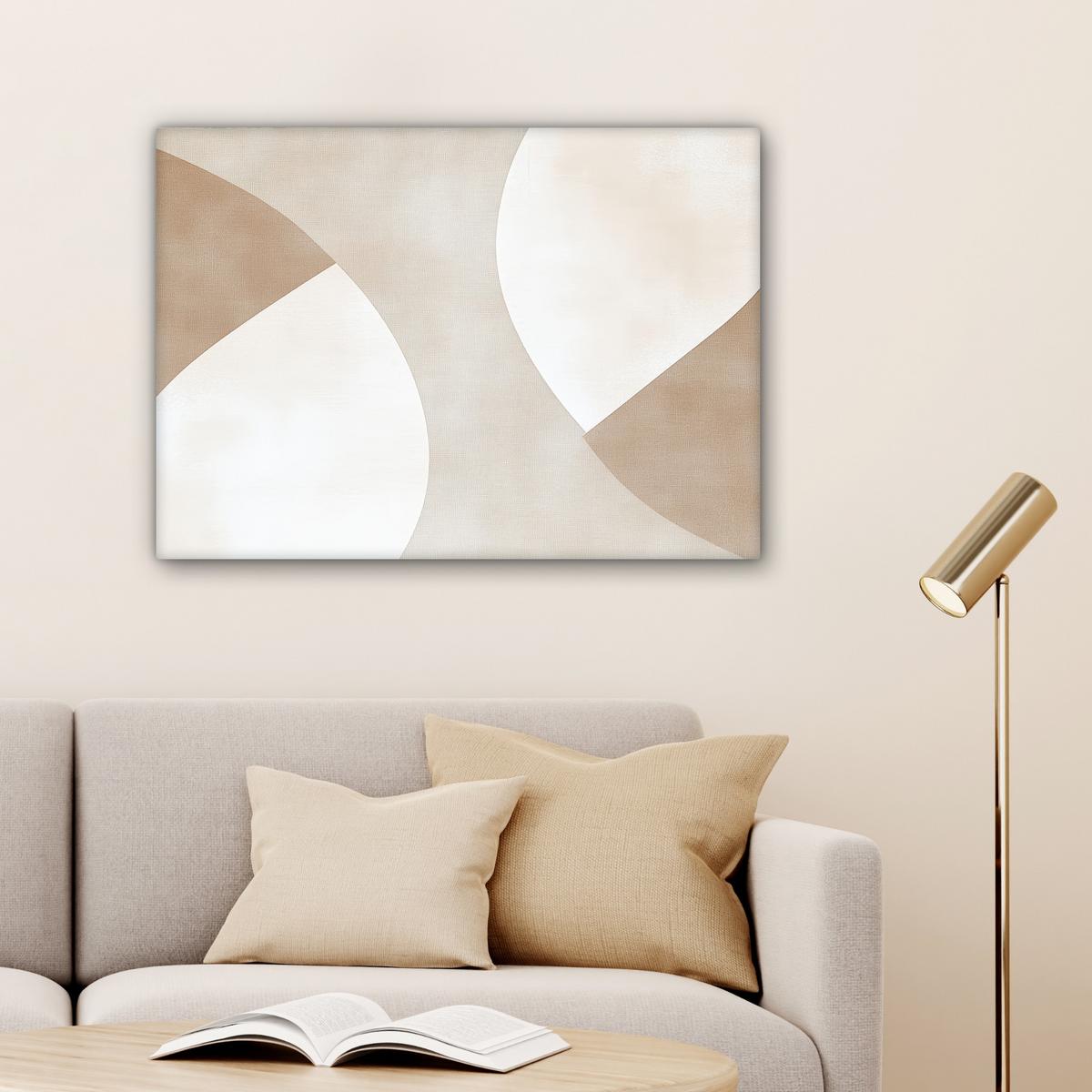 LEINWANDBILD Braun - Japandi - Abstrakt Wandbilder 80x60 cm - Sandfarben, Textil (80/60cm) - MuchoWow