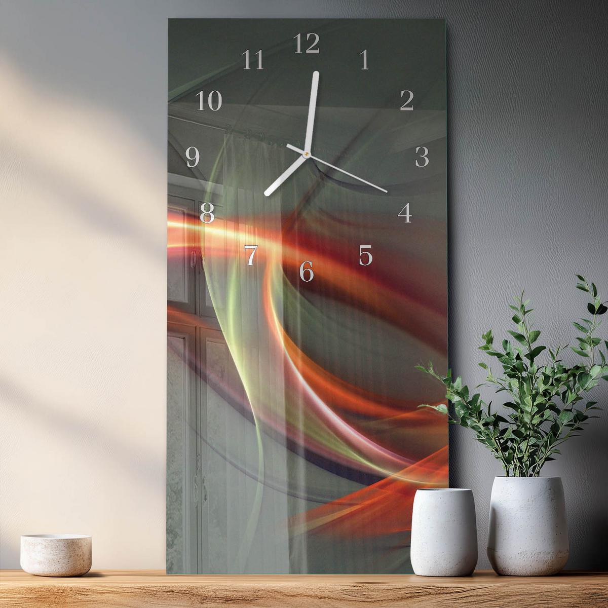 WANDUHR aus Glas 30x60 cm - Muster - Grau, Glas (30/60/0.4cm) - TULUP