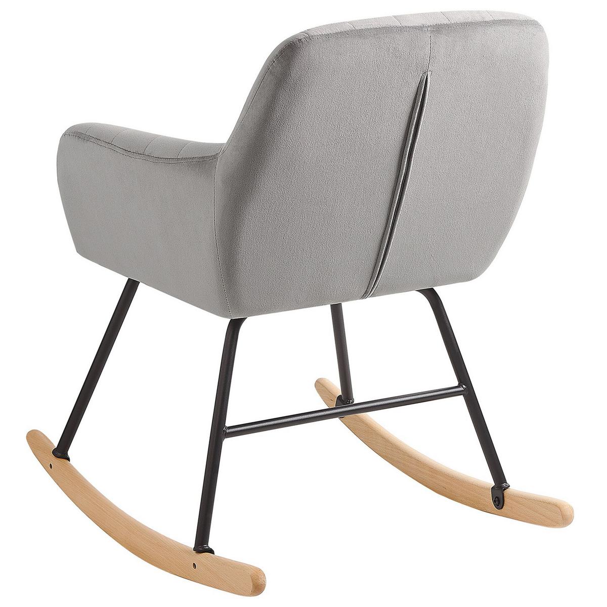 SCHAUKELSTUHL Samtstoff Grau Liarum - Grau, Holz/Textil (60/82/74cm) - Beliani