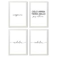 POSTER Set mit 4 Atmen TypografieStil A4 Weißer Rahmen - Weiß, Papier (29.7/3cm) - Nacnic