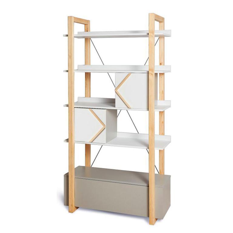 BÜCHERREGAL Weiß und grau - Weiß, Holzwerkstoff (100/190/44cm) - Petits-meubles