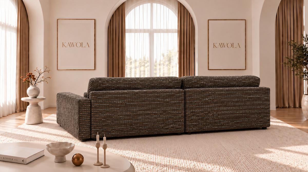 ECKSOFA MARLIN Braun Flachgewebe - Schwarz/Braun, Kunststoff/Textil (262/168cm) - KAWOLA