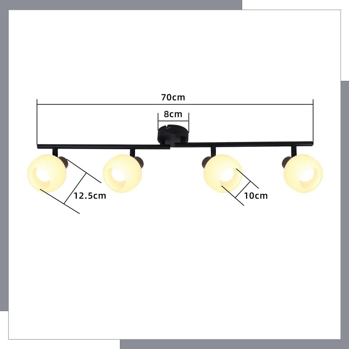 DECKENSTRAHLER Lichtenberger 4-flammig 70/10/16.5cm - Schwarz, Metall (70/10/16.5cm) - Nettlife
