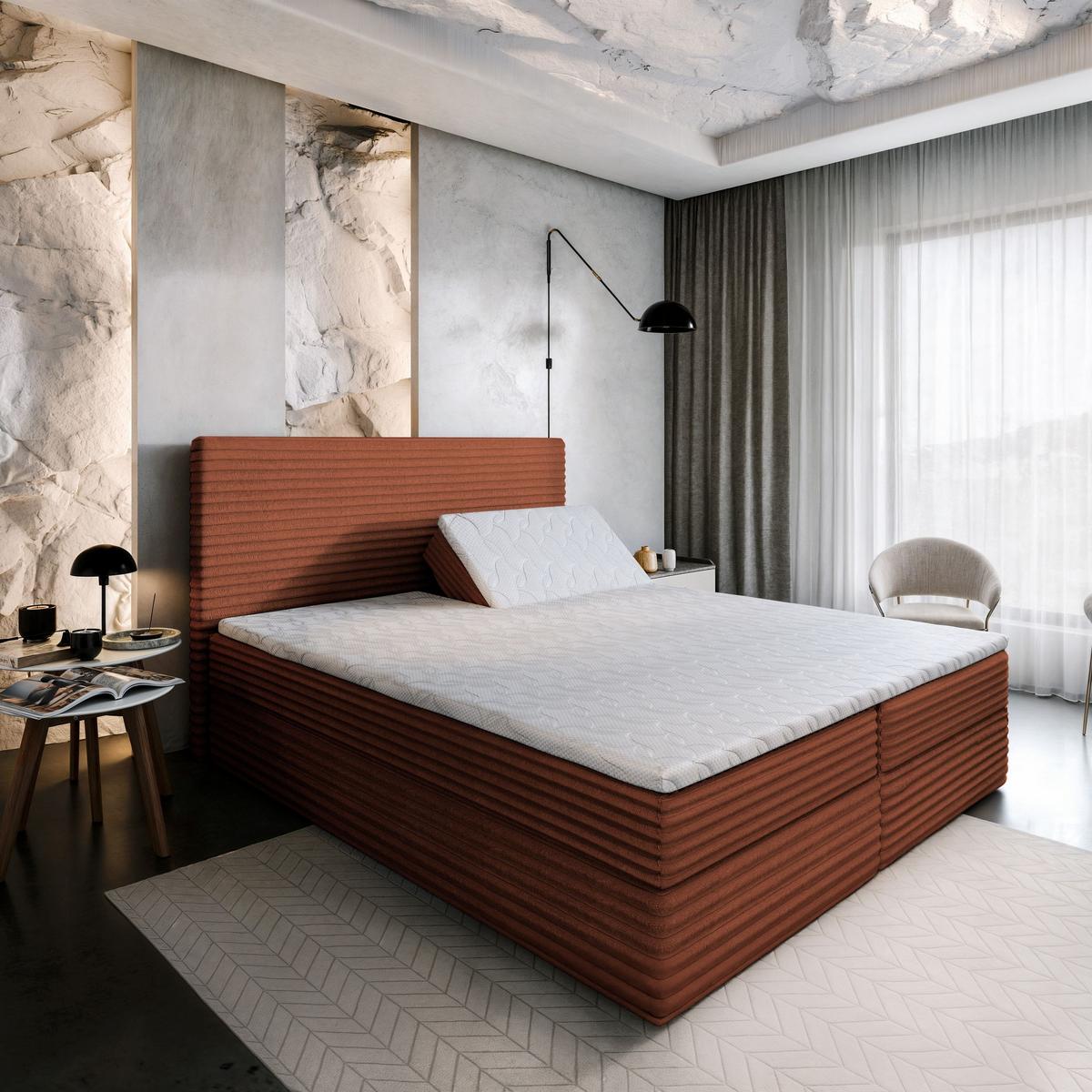 BOXBETT MILARA 180x200 cm mit Matratze und Topper - Kupferfarben - Kupferfarben, Holz (180/200cm) - MASSENO