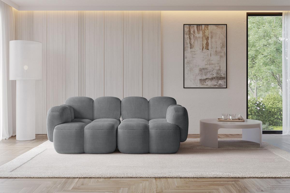 2-SITZER modulares Sofa Miko-S1 214x118x75 cm Dunkelgrau Cord - Graphitfarben/Schwarz, Holzwerkstoff/Kunststoff (214/75/118cm) - ALTDECOR