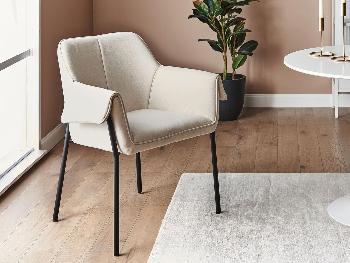 SESSEL Polsterbezug Weiß Arla - Weiß, Textil/Metall (62/82/63cm) - Beliani