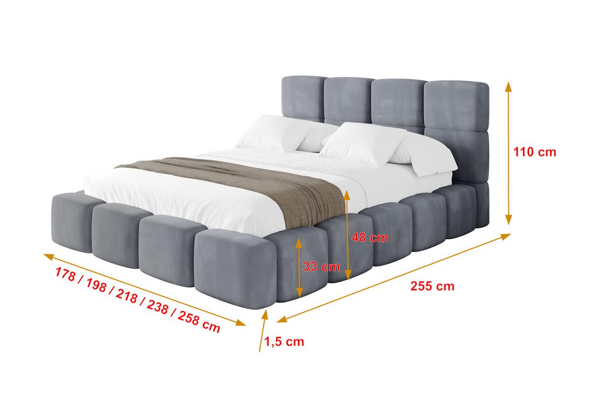 POLSTERBETT mit Bettkasten und Lattenrost, Bett mit Kopfteil, Boxbett ohne Matratze, Doppelbett mit Stauraum - NATA 120x200 Grau - Grau, Holzwerkstoff/Textil (120/200cm) - ALTDECOR