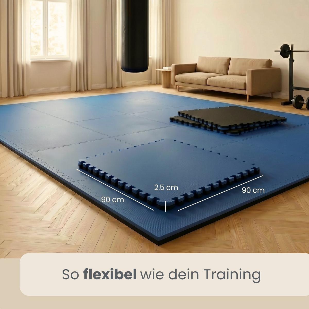 BODENSCHUTZMATTE 90x90x2,5 cm, Blau Schwarz, 3er Set - Schwarz, Kunststoff (90/90/2.5cm) - eyepower