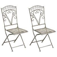 GARTENSTUHL 2er-Set Grau Nurra - Grau, Metall (42/92/47cm) - Beliani