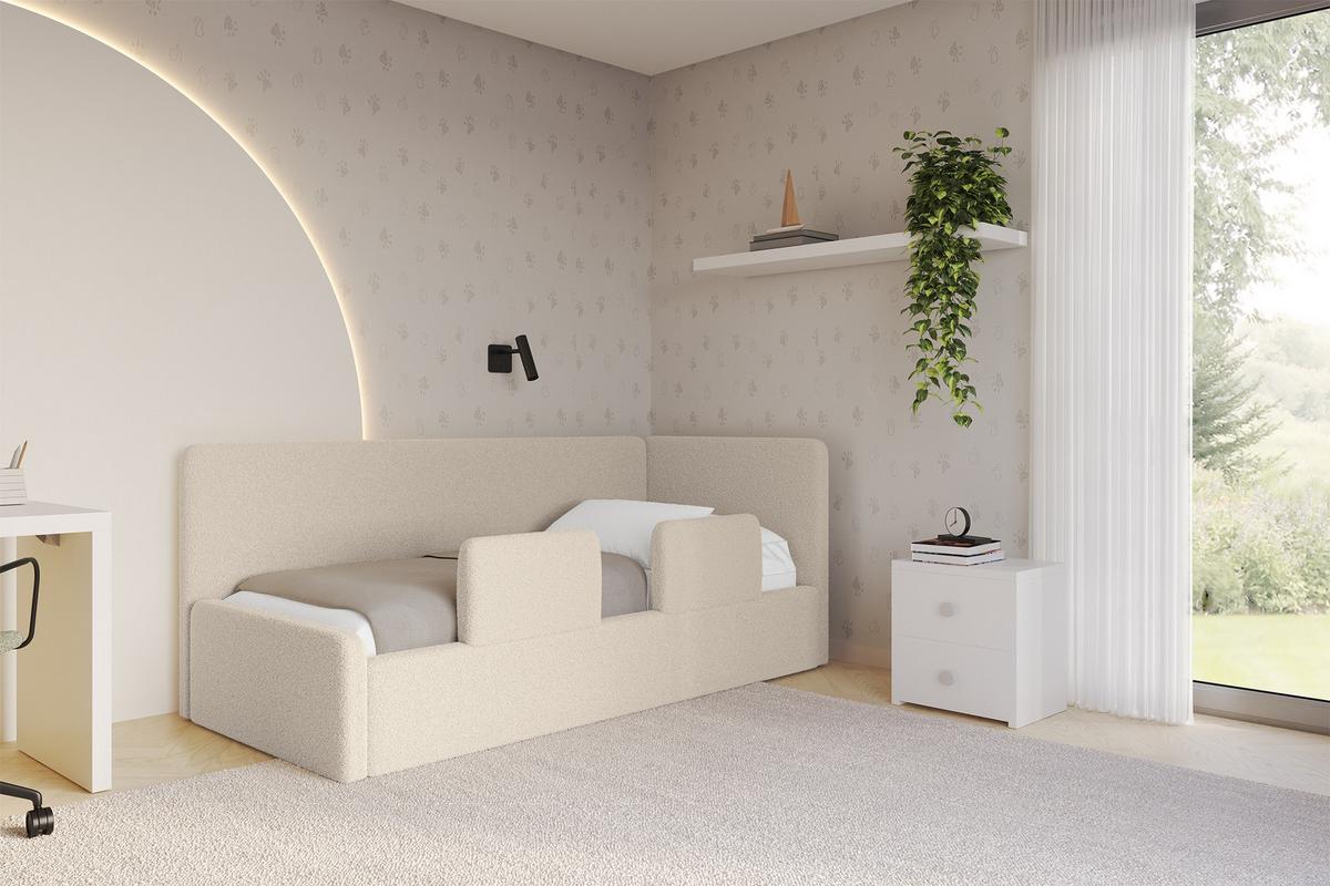 EINZELLBETT Jugendbett mit Bettkasten und Matratze H3/H4, Links - NORY 100x200 Dunkelbeige - Cappuccino, Holzwerkstoff/Textil (100/200cm) - ALTDECOR