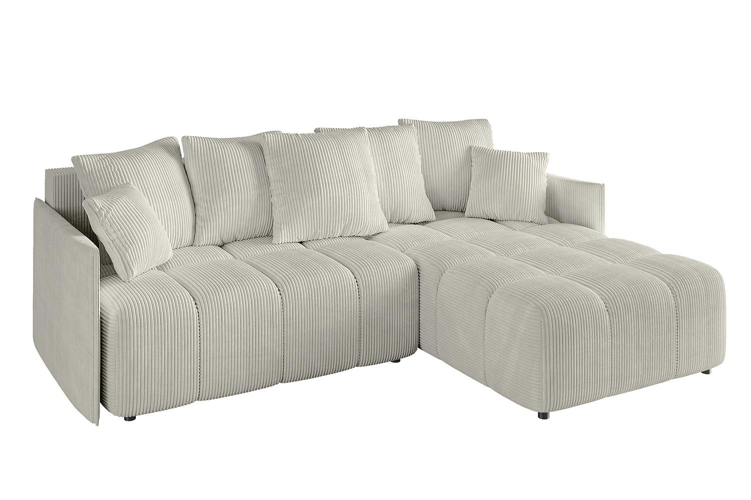 ECKSOFA Ottomane rechts LONLI-L 251x189x68 Creme Cord - Ecru/Creme, Holzwerkstoff/Kunststoff (189/251cm) - ALTDECOR