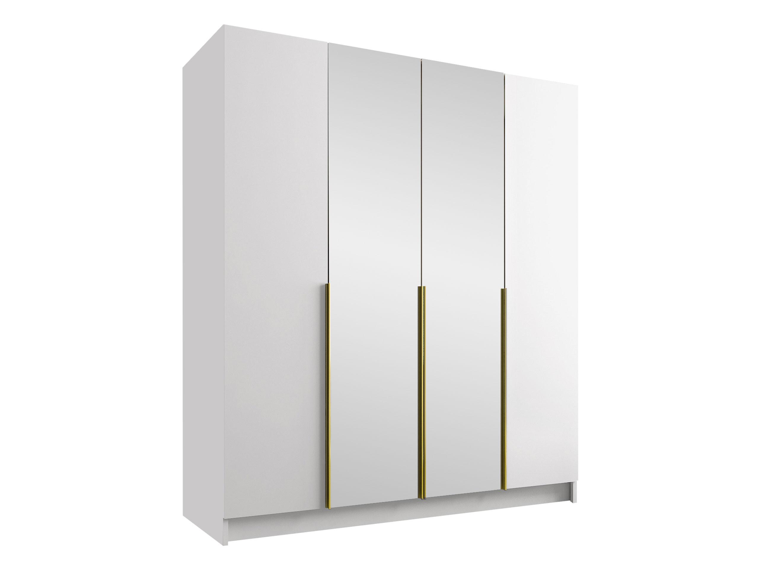 KLEIDERSCHRANK Santi II - Goldfarben/Weiß, Holzwerkstoff/Metall (200/215/58cm) - MIRJAN24