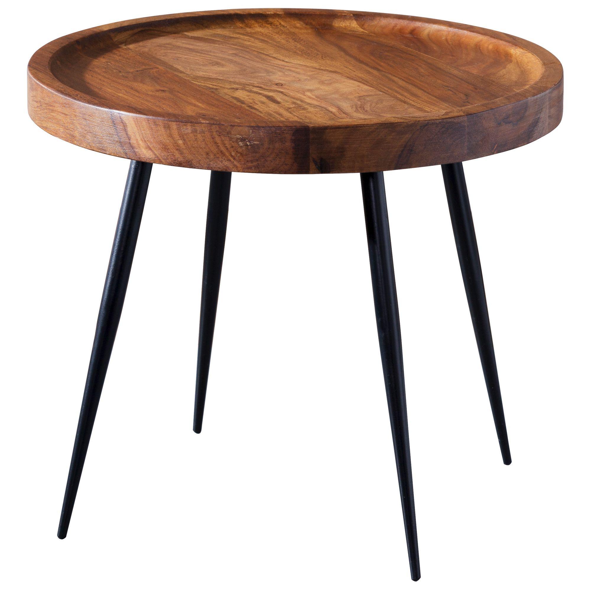 BEISTELLTISCH – Massivholz Metall 50 kg belastbar Industrial - Schwarz/Braun, Holz/Metall (46/46/40cm) - KADIMA DESIGN