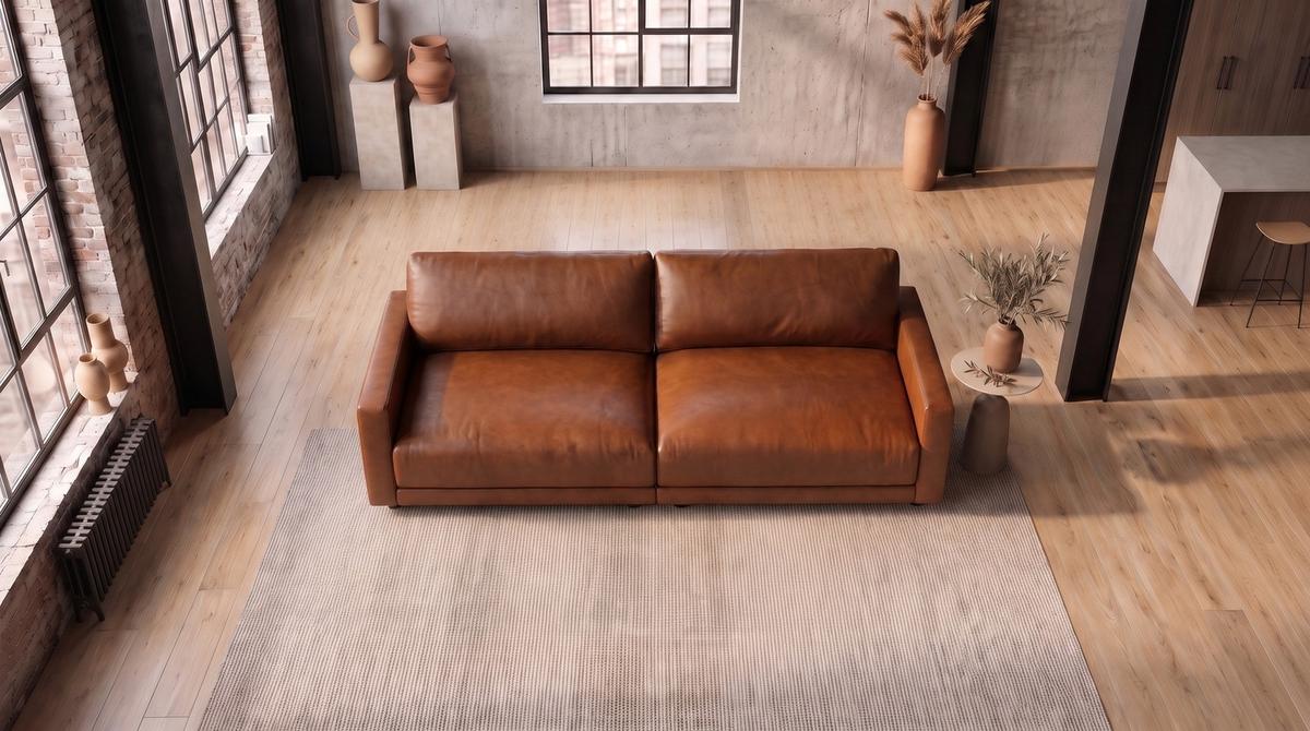 SOFA MARLIN Braun Lederfaserstoff - Schwarz/Braun, Leder/Kunststoff (262/80/100cm) - KAWOLA
