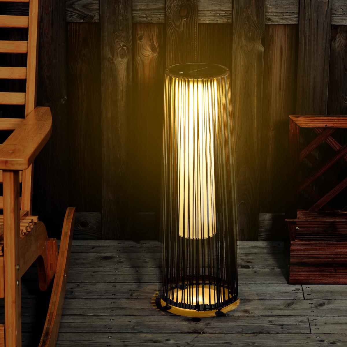 SOLARLAMPE, Rattan Solarleuchte Spritzwassergeschützt LED Gartenleuchte - Braun, Kunststoff (21.5/21.5/61cm) - Outsunny