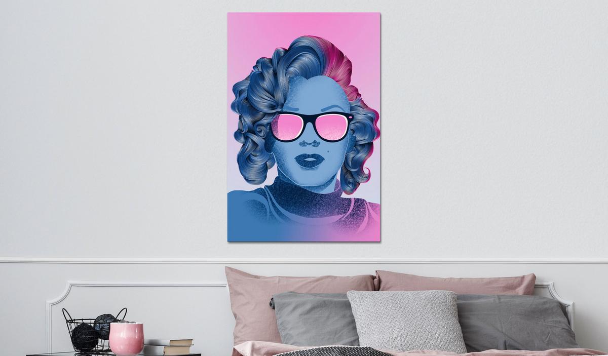 KUNSTDRUCK Blau 80/120 cm - Blau/Pink, Textil (80/120cm) - KUNSTLOFT