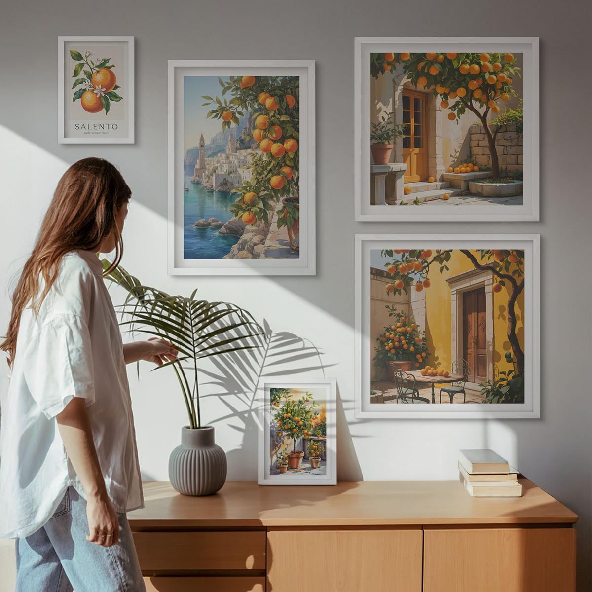 BILDER SET 5er Set - 50x50 cm & 20x30 cm & 40x60 cm Weißer Rahmen - Stadtansichten von Gebäuden - Weiß, Kunststoff (40/60cm) - TULUP
