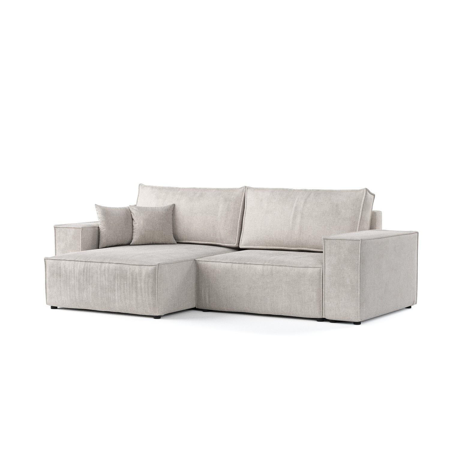 ECKSOFA CAVO mit Schlaffunktion Hellbeige im Wind Stoff - Beige/Schwarz, Holz/Holzwerkstoff (255/148cm) - AltaBeds