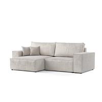 ECKSOFA CAVO mit Schlaffunktion Hellbeige im Wind Stoff - Beige/Schwarz, Holz/Holzwerkstoff (255/148cm) - AltaBeds