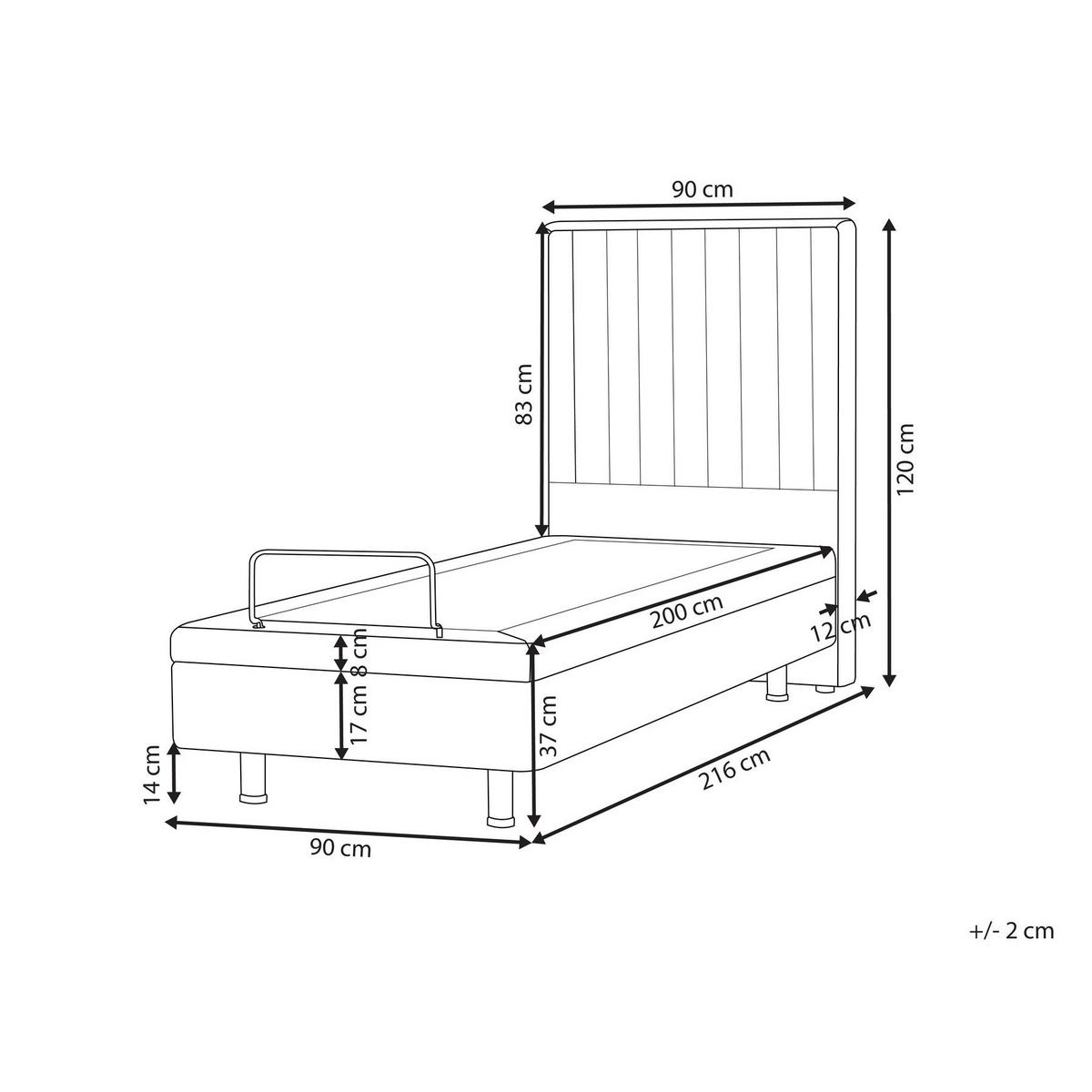 BETT verstellbar 90/200 cm Stoff Dunkelgrau Castellan - Dunkelgrau, Textil (90/200cm) - Beliani