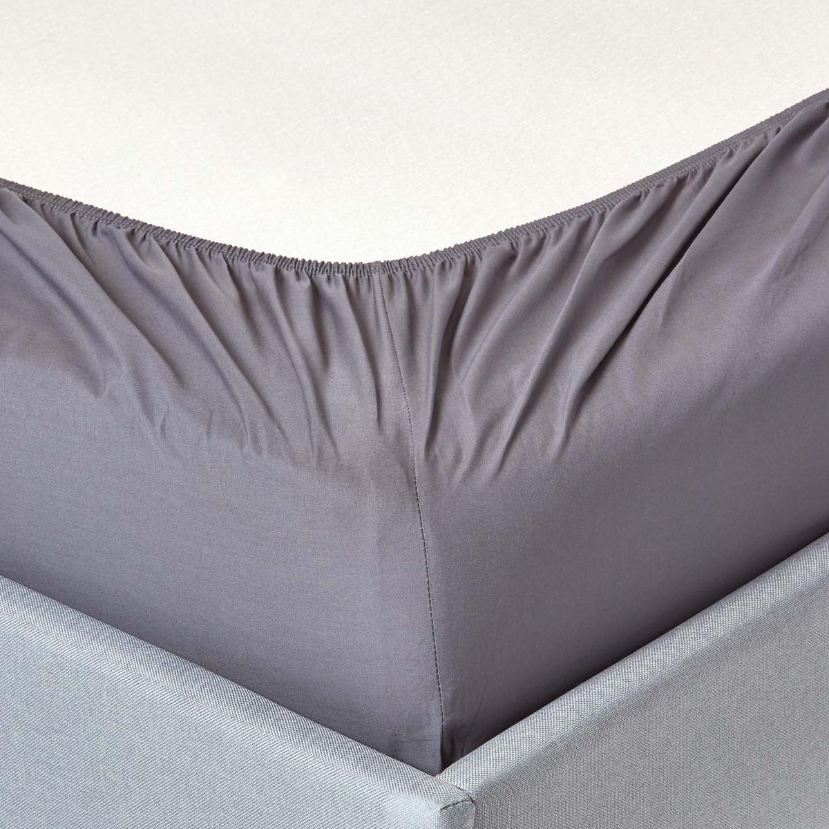 PERKAL-SPANNBETTLAKEN, Ägyptische Baumwolle, Fadendichte 200 - Dunkelgrau, Textil (180/200cm) - Homescapes