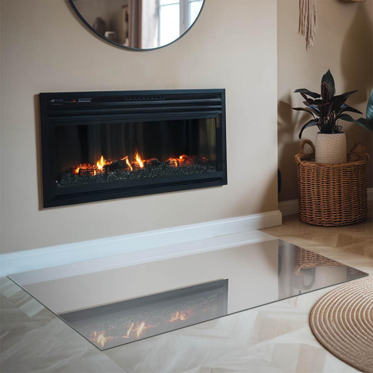 GLASPLATTE für Kamin 120x80 cm - Grau, Glas (120/80/0.4cm) - TULUP