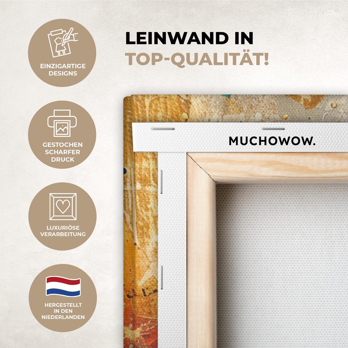 LEINWANDBILD Abstrakt - Kunst - Gold - Modern Wandbild Wohnzimmer 50x70 cm - Multicolor, Textil (50/70cm) - MuchoWow