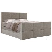 BOXSPRINGBETT DELNOR KING DUO 140/200 - Greige Stukture - Topper Visco - H4 - Greige/Schwarz, Kunststoff/Textil (140/200cm) - MKS