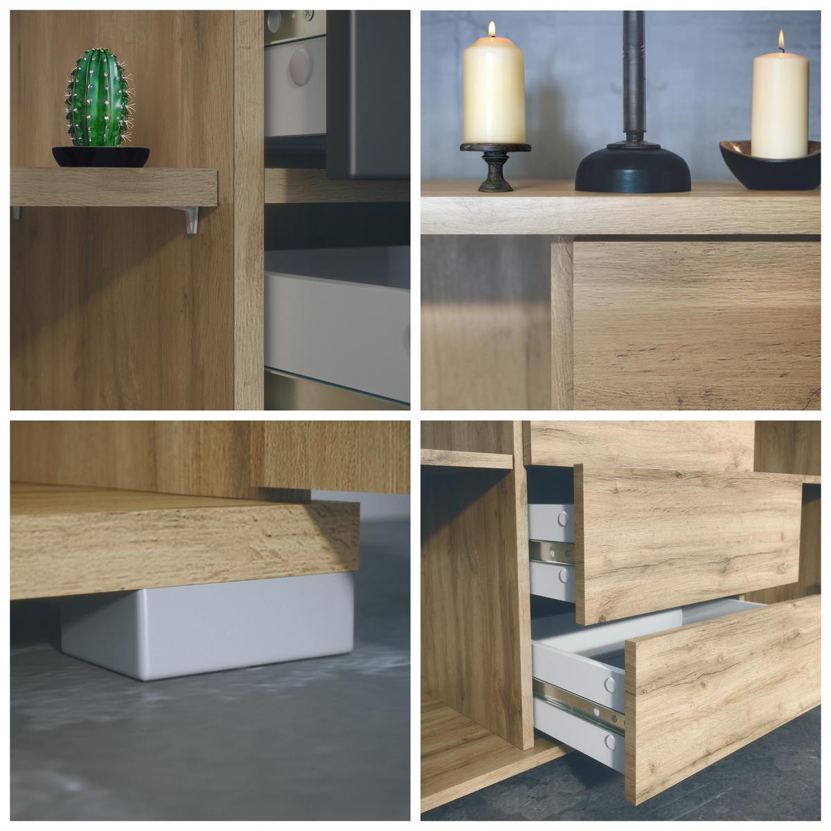 SIDEBOARD Rova Weiß Hochglanz - Weiß Hochglanz, Holzwerkstoff (138.5/75.5/35cm) - Vladon