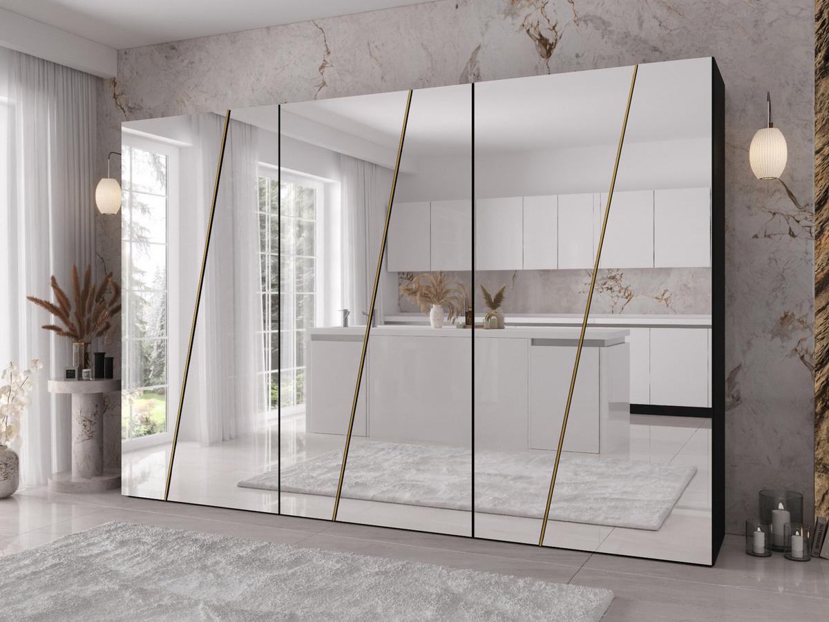 DREHTÜRENSCHRANK Zen 6L 300 cm - Goldfarben/Schwarz, Holzwerkstoff/Kunststoff (300/202/50cm) - MIRJAN24
