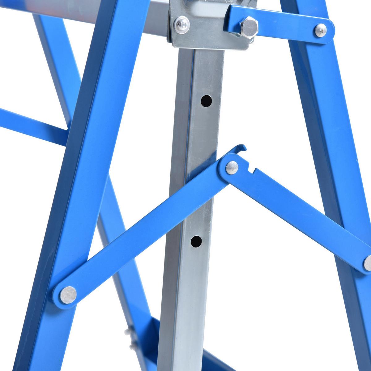 2 x Gerüstbock höhenverstellbar Unterstellbock Klappbock bis 200kg Stahl Blau - Blau, Metall (68/58/130cm) - HOMCOM