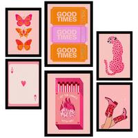 POSTER Set Mit 6 Moderner Jugendkunst A3 & A4 Schwarzer Rahmen - Schwarz, Papier (29/3cm) - Nacnic